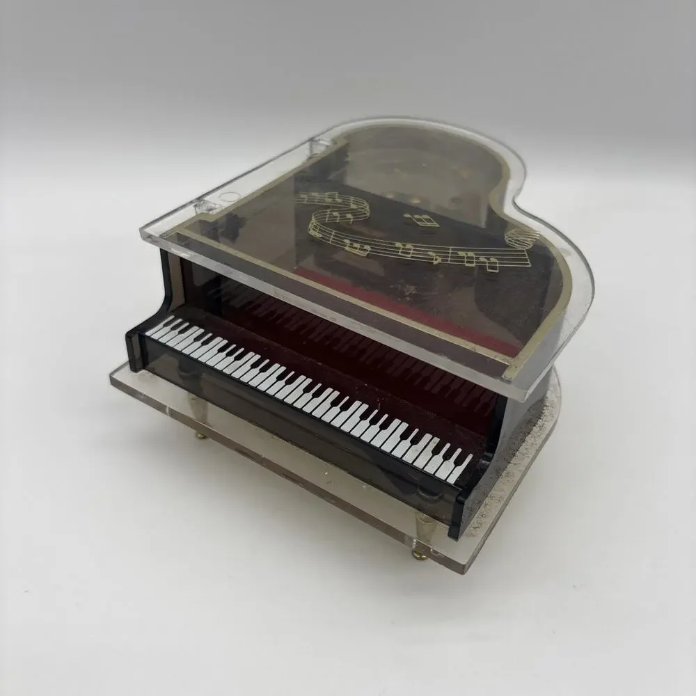Vintage Laurel Japan Grand Piano Music Box Lucite Acrylic Plays Love Story